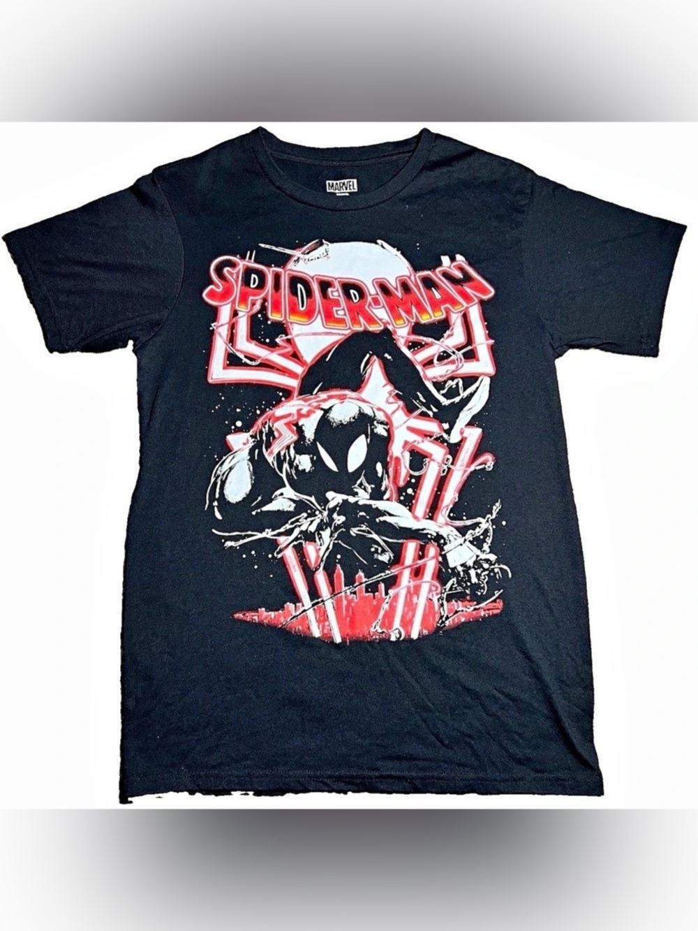 Marvel Spider-Man Black Suit Symbiote Graphic T-Shirt Mens Size Small Black Tee